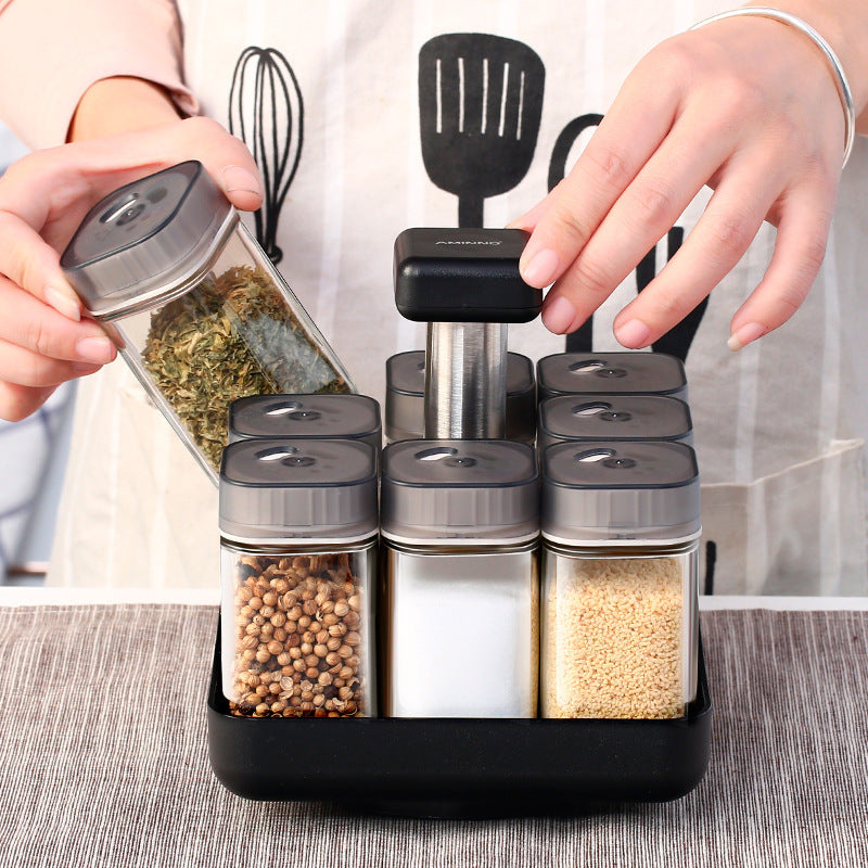 Kitchen Spice Jar Glass Organizer Pepper Container