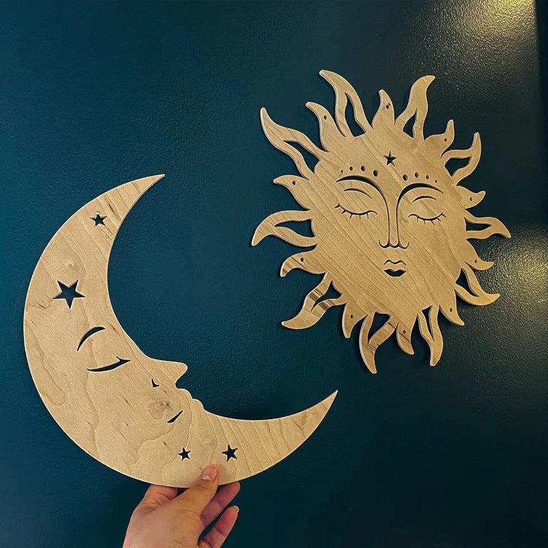 Wooden Sun Moon Wall Kitchen Decorative