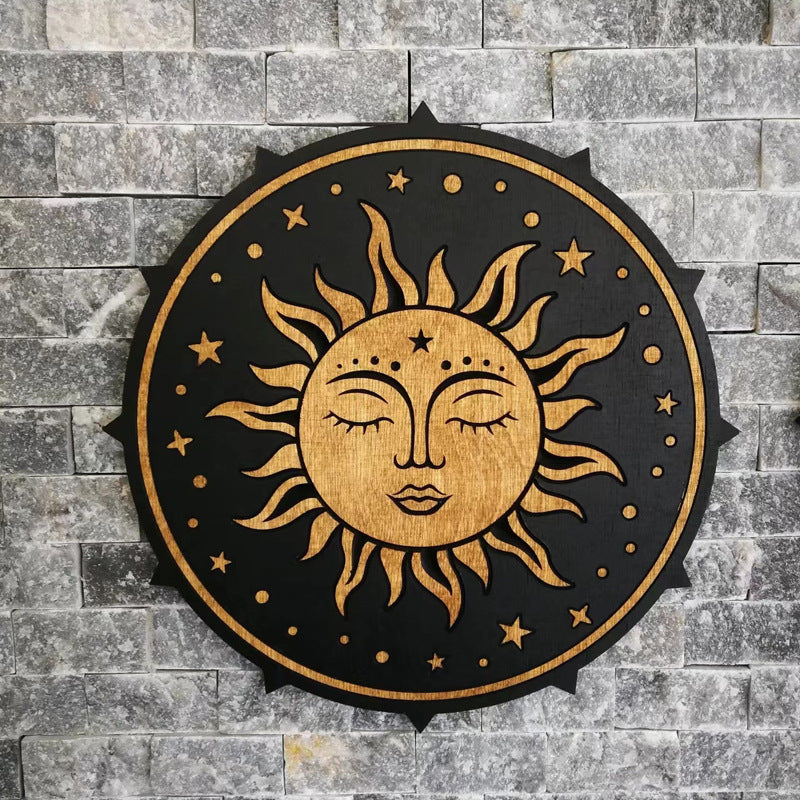 Wooden Sun Moon Wall Kitchen Decorative