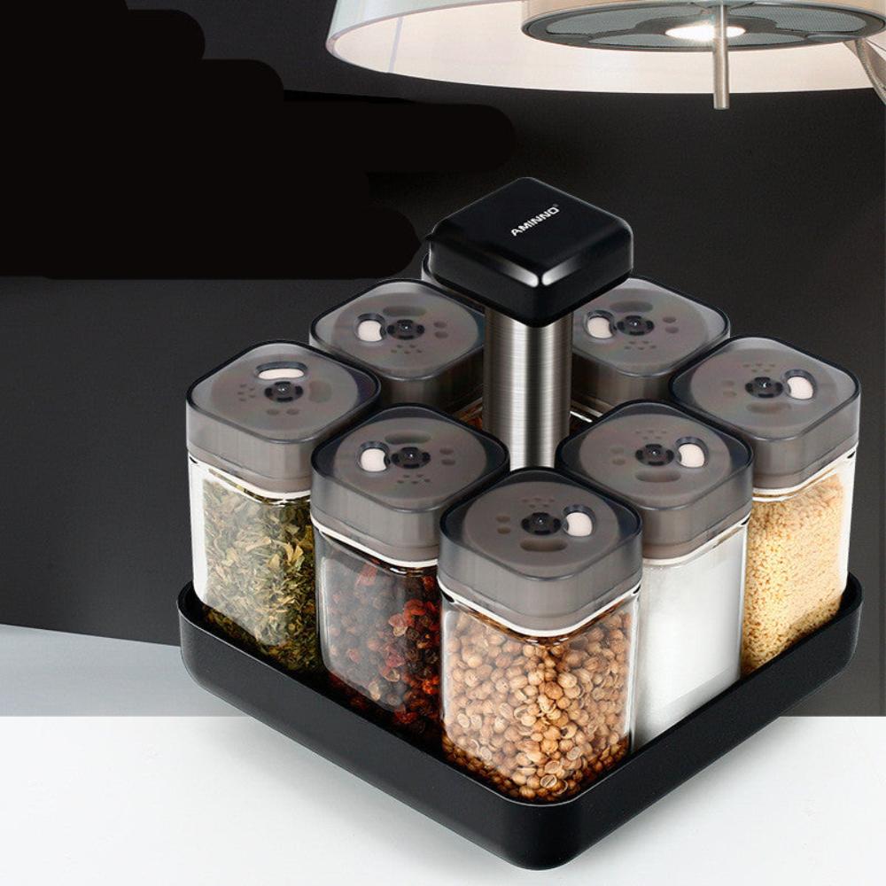 Kitchen Spice Jar Glass Organizer Pepper Container