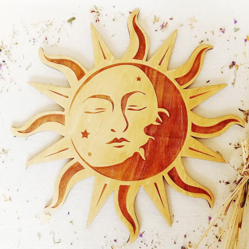 Wooden Sun Moon Wall Kitchen Decorative