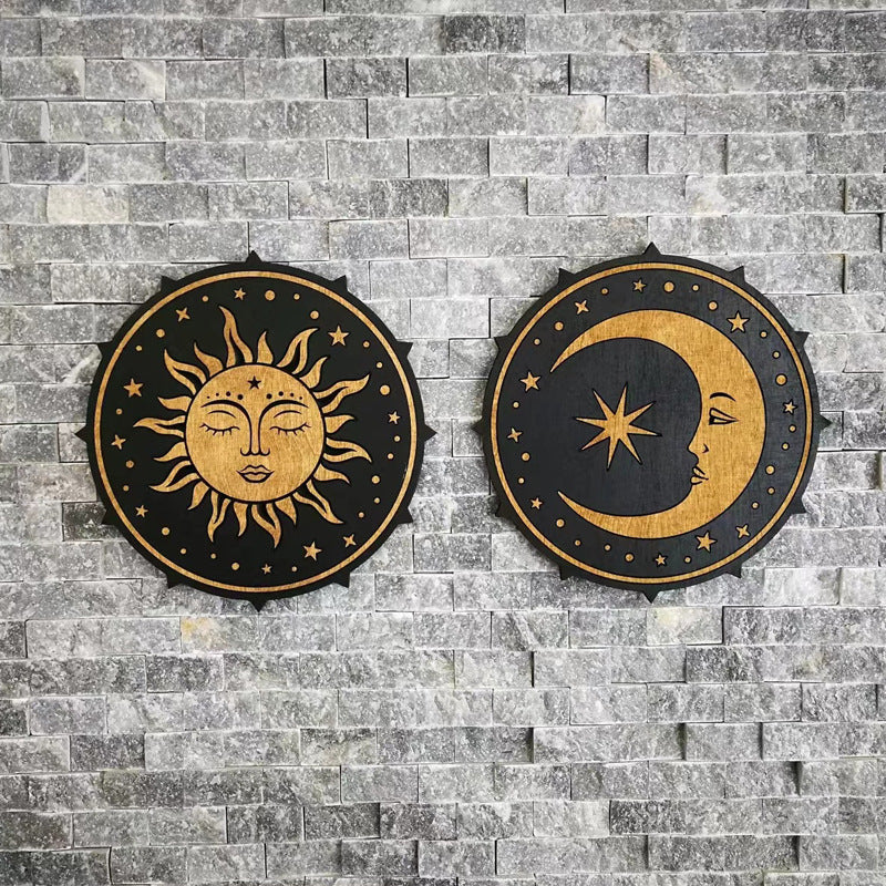 Wooden Sun Moon Wall Kitchen Decorative